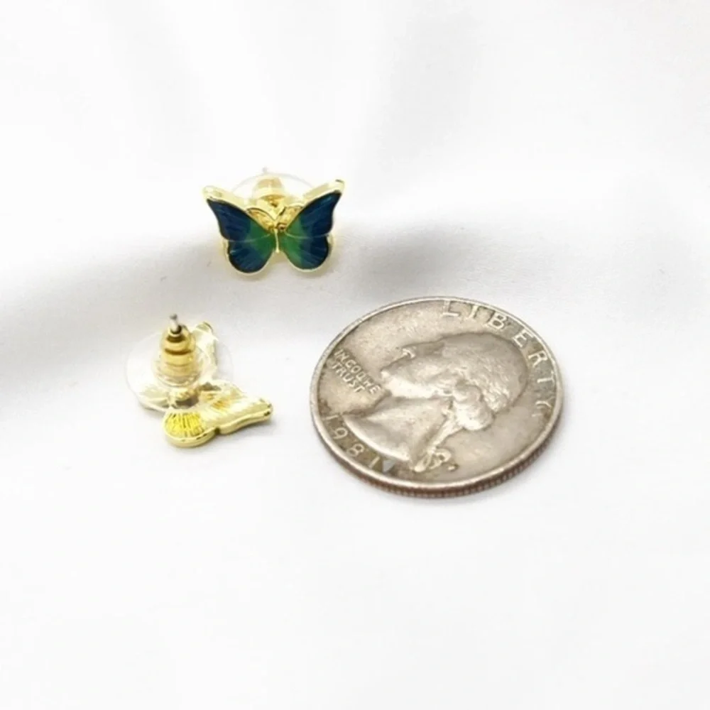 Green Butterfly Studs
